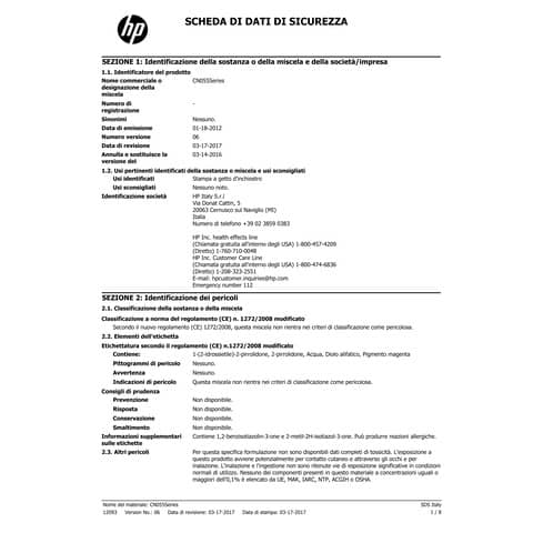 Cartuccia inkjet alta capacità 933XL HP magenta CN055AE